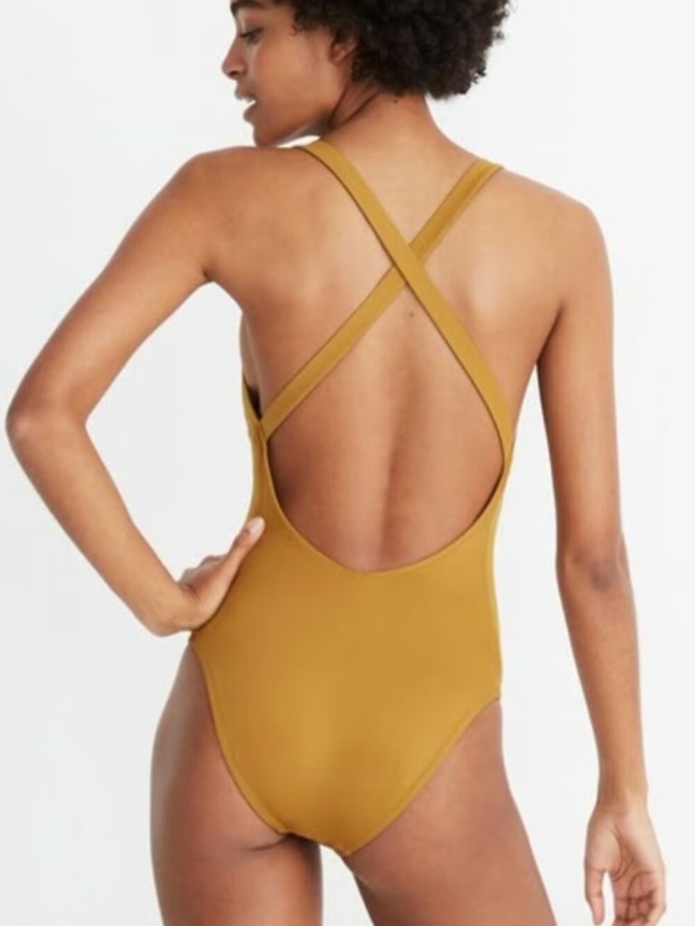 Madewell Second Wave Crisscross One-Piece Swimsuit in Distant Olive Small NWOT - Picture 2 of 7